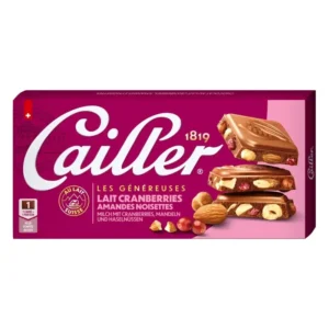 Cailler Swiss Milk Chocolate Cranberry & Nut Bar – 200g