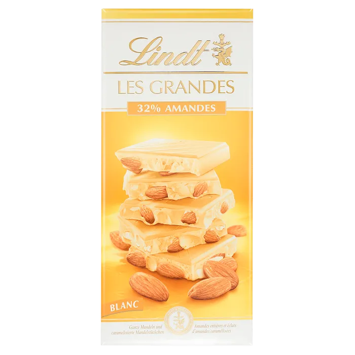 https://swissfood.store/wp-content/uploads/2021/02/Lindt-Les-Grandes-White-Chocolate-Bar-with-32-Almonds-150g.webp