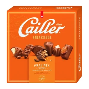 Cailler Ambassador Swiss pralines blue box with assorted milk chocolate and nut pralines