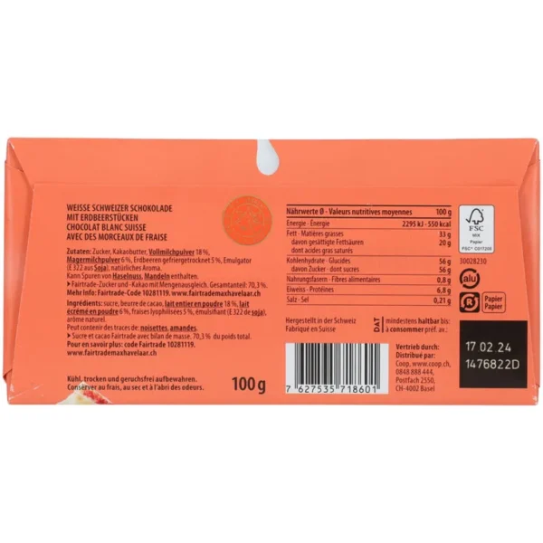 Baton de ciocolată albă cu căpșuni Halba - 100g 2