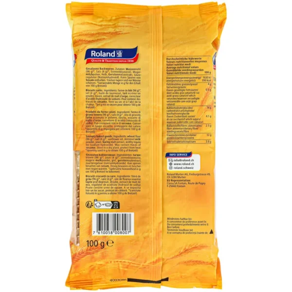 Roland Bretzeli Classic Traditionelle Schweizer Salzbrezeln - 100g zurück