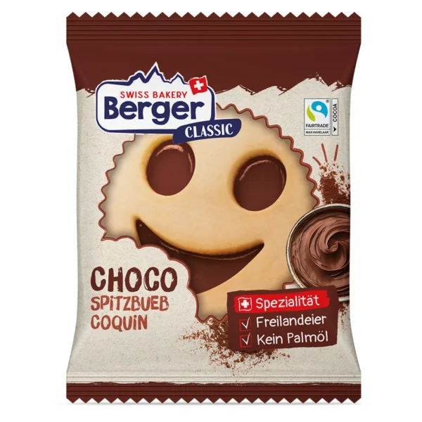 Berger Choco Spitzbueb Biscuit Swiss Chocolate Smile Cookie - 74 g (15 stykker)