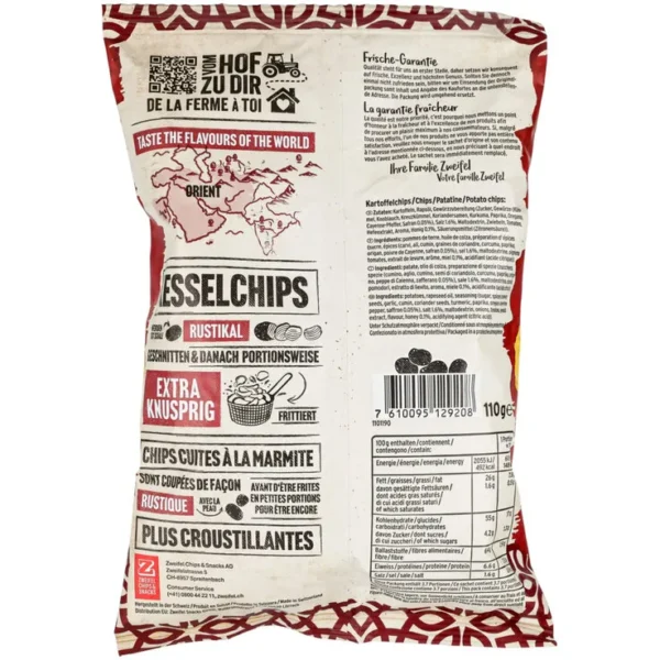 Zweifel Kezz Chips Oriental Spices with Honey & Saffron – 110g back