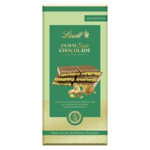 Baton czekoladowy Lindt Dubai Style - mleczna czekolada z pistacjami i chrupkami