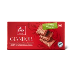 Frey Giandor chocolate bar 100 g – Swiss milk chocolate with almond-cream filling, no added sugar