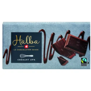 HALBA Crémant Dark Chocolate Bar 200g – Swiss Fairtrade 49% Cocoa