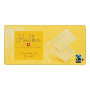 Halba Giandino Blanc 100g - Švýcarská bílá čokoláda s mandlovo-giandujovou náplní