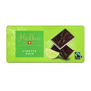 Halba Lime Dark Chocolate 100g – Swiss Fairtrade chocolate bar with refreshing lime