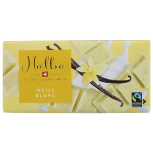 ハルバ・ホワイトチョコレート・バー・バニラ 100g - スイス産ホワイトチョコレート、マダガスカル産バニラシード入り
