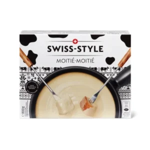 Swiss Fondue Moitié-Moitié 2x400g – Gruyère and Vacherin Swiss cheese fondue family pack