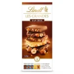 Lindt Les Grandes Waaierdoos 750g met vijf Zwitserse noten chocoladerepen op witte achtergrond