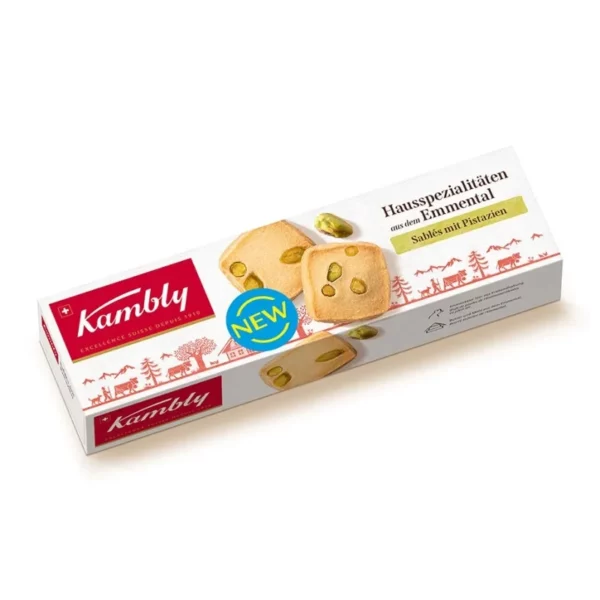 Authentic Kambly Pistachio Sablés 90g – Swiss Biscuits بسكويت «سابليه» بالفستق الأصلي Kambly 90 جرام – بسكويت سويسري