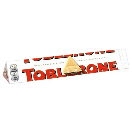 Toblerone bianco 100 g, tavoletta di cioccolato bianco svizzero